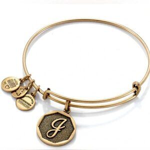 Alex and Ani Initial "J" Charm Bangle in Gold-Tone Brass